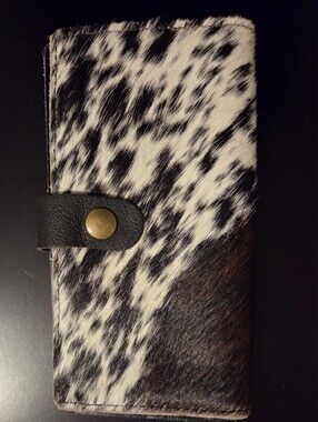 Faux Cowhide Spot Print Wallet - Black & White
